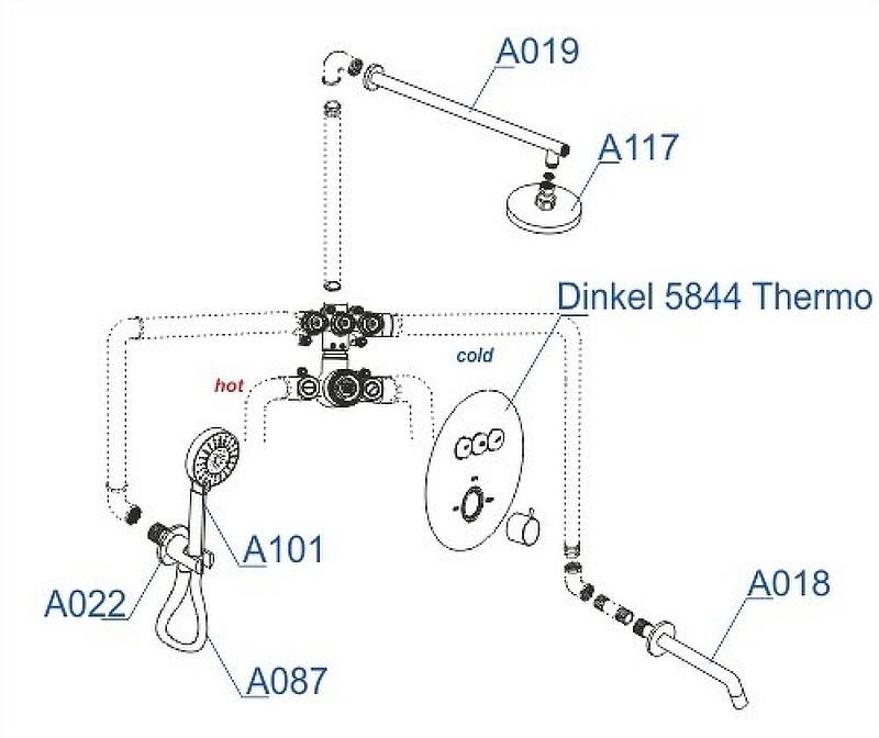 Душевая система WasserKRAFT Dinkel A175817 с термостатом