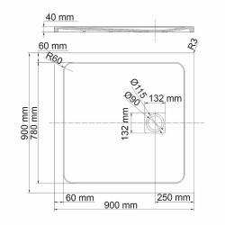Душевой поддон из искусственного камня WasserKRAFT Rhin 90x90 44T03
