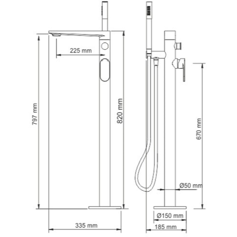 Смеситель для ванны WasserKRAFT Elbе 7421