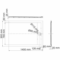 Душевой поддон из искусственного камня WasserKRAFT Mindel 140х90 85T36