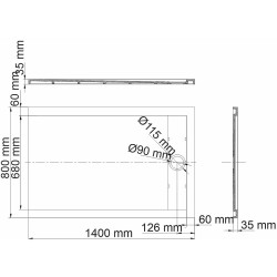Душевой поддон из искусственного камня WasserKRAFT Abens 140x80 20T35