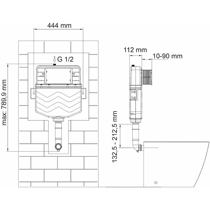 смывной бачок WasserKRAFT Aller 10TLT.031.ME.CH02 для унитаза