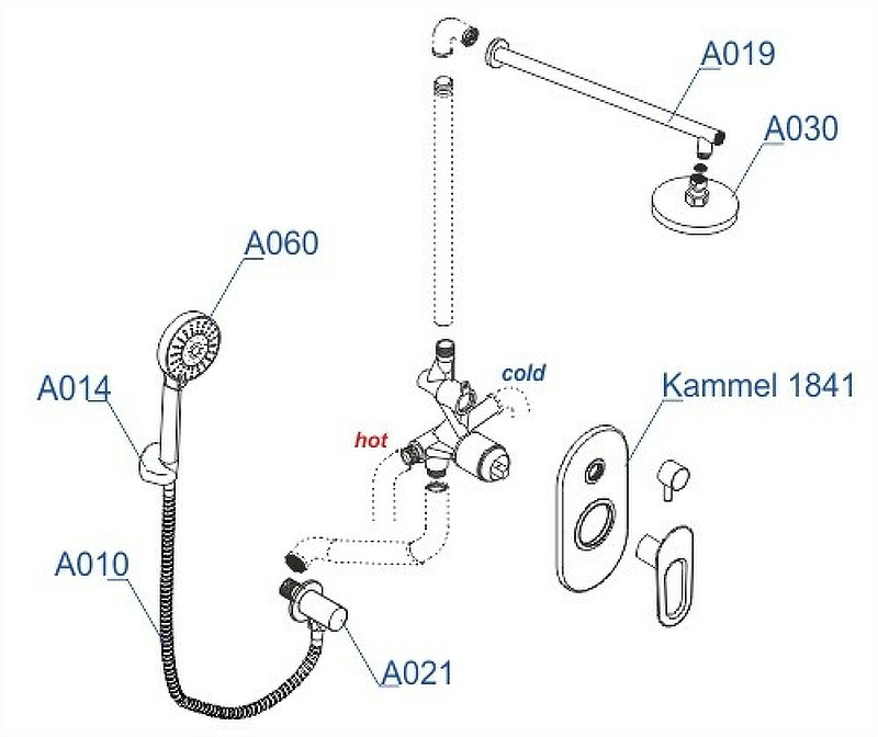 Душевая система WasserKRAFT Kammel A16830