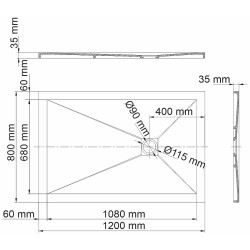 Душевой поддон из искусственного камня WasserKRAFT Aller 120x80 10T06