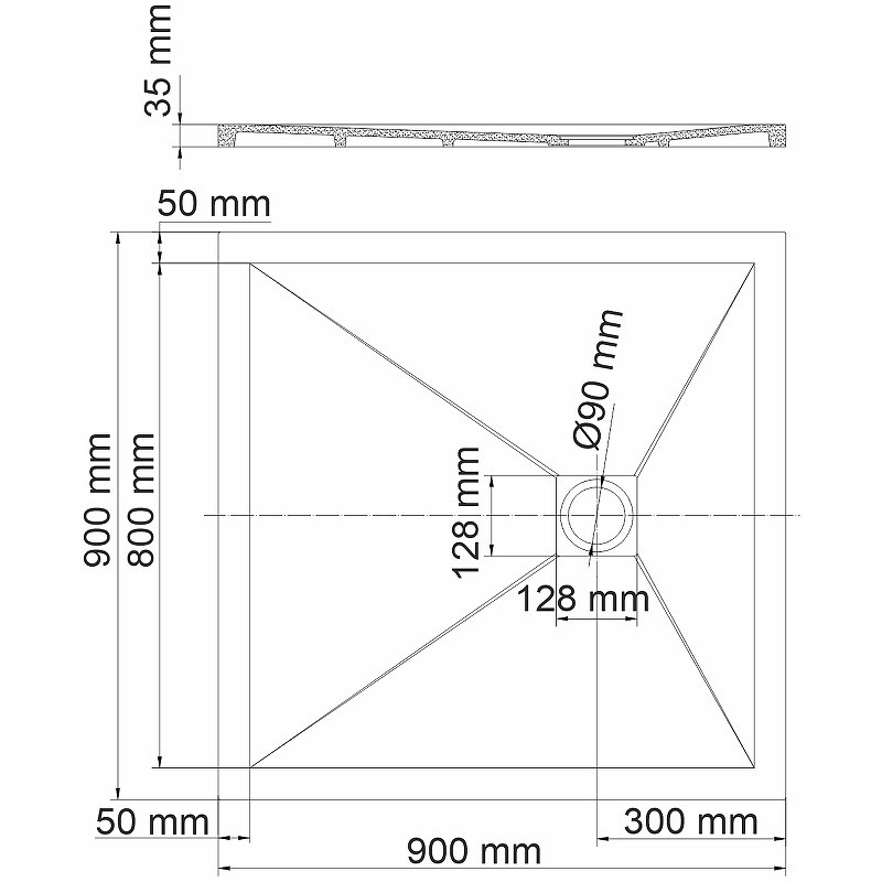 Душевой поддон из искусственного камня WasserKRAFT Dill 90x90 61T03