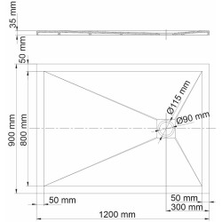 Душевой поддон из искусственного камня WasserKRAFT Dill 120x90 61T07