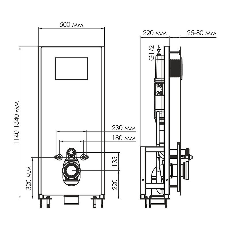 монтажная рама WasserKRAFT Glan 66TLT.010.ME.BL.CH02 для унитаза