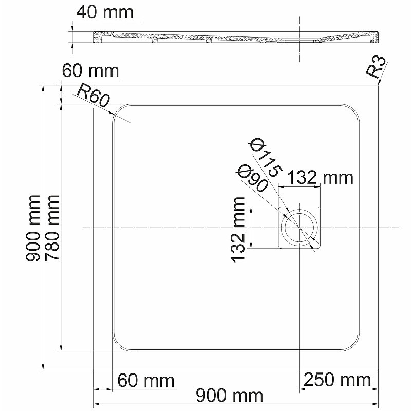 Душевой поддон из искусственного камня WasserKRAFT Neime 90х90 19T03