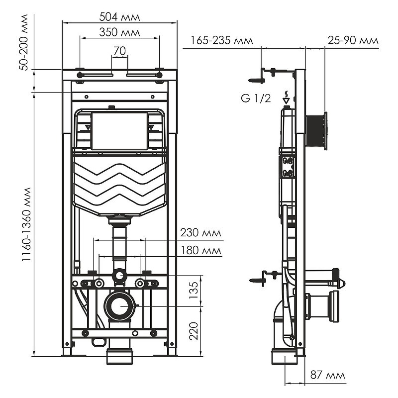 Инсталляция WasserKRAFT Alme 15TLT.010.ME.MG01 для унитаза