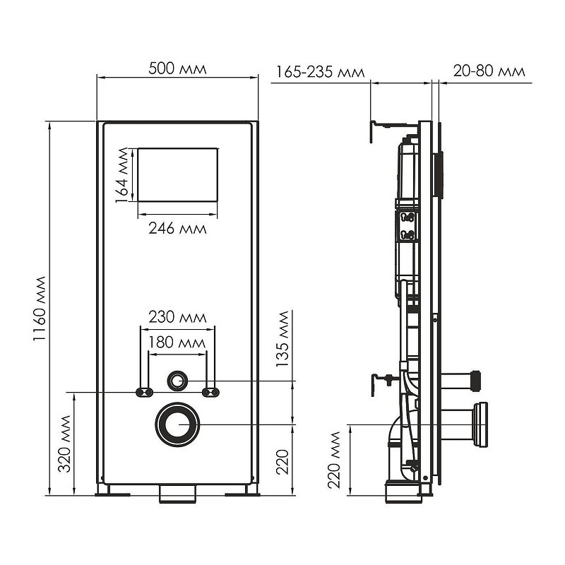 монтажная рама WasserKRAFT Abens 20TLT.010.ME.WH.CH02 для унитаза