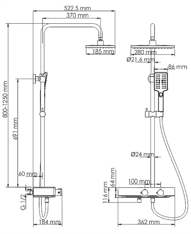 Душевая система WasserKRAFT Thermo A11301 с термостатом