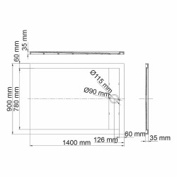 Душевой поддон из искусственного камня WasserKRAFT Rhin 140x90 44T36