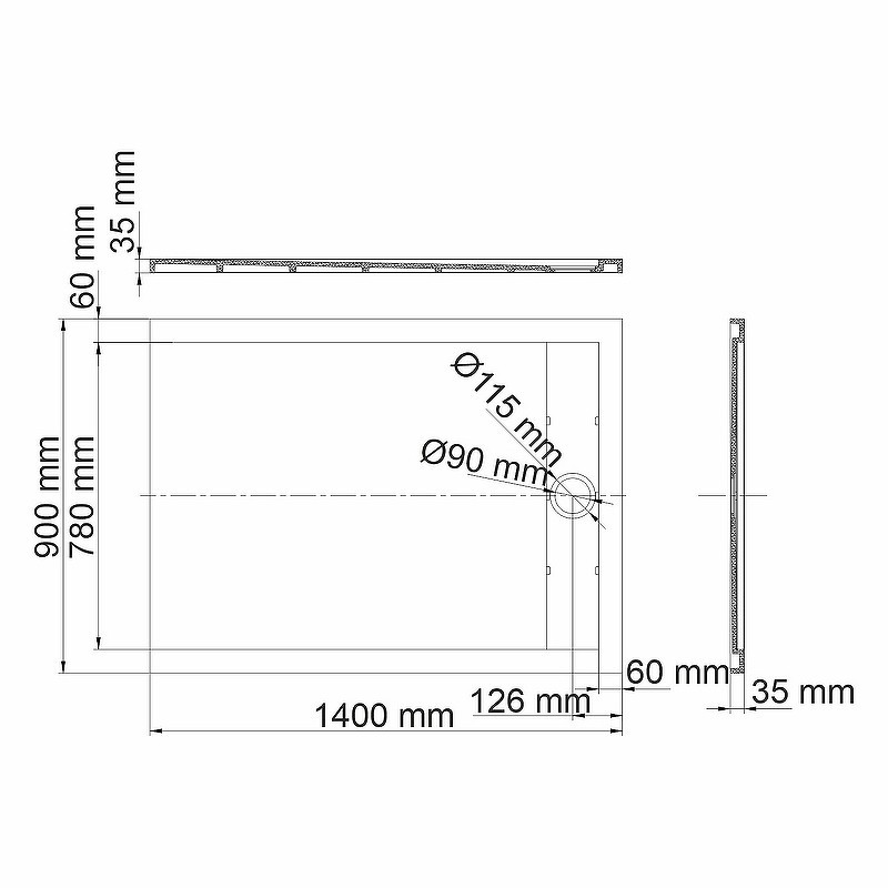 Душевой поддон из искусственного камня WasserKRAFT Rhin 140x90 44T36
