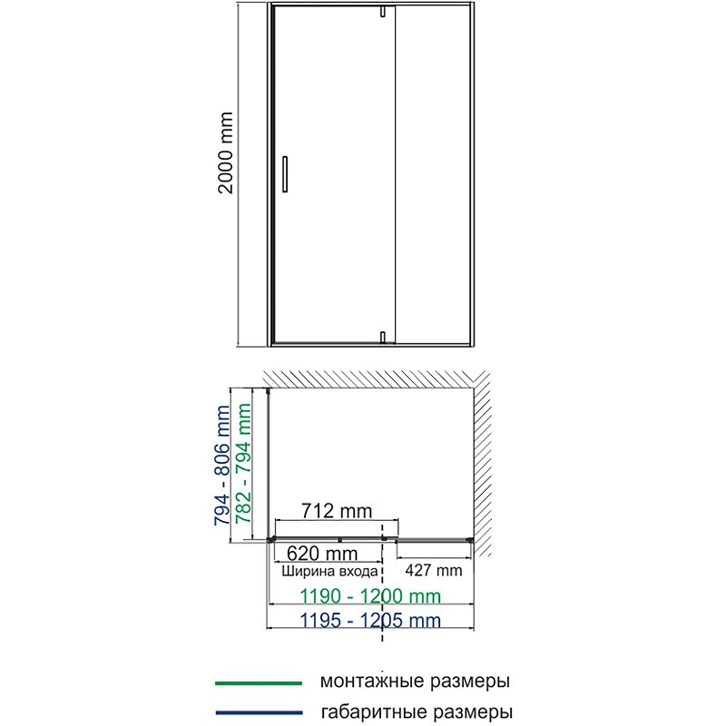 Душевая стенка WasserKRAFT Elbe 74P06-RP80 / Dill 61S06-RP80 80 74P06-RP80 / Dill 61S06-RP80