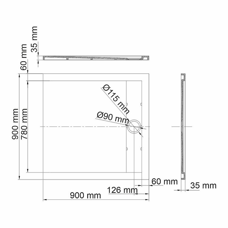 Душевой поддон из искусственного камня WasserKRAFT Wiese 90x90 84T03