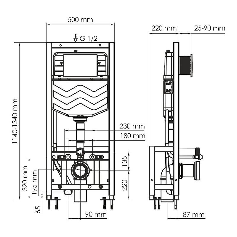 монтажная рама WasserKRAFT Dill 61TLT.010.ME.CH02 для унитаза