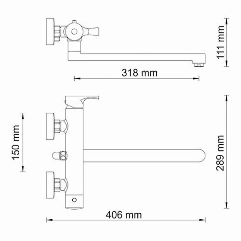 Смеситель для ванны WasserKRAFT Berkel 4802L универсальный