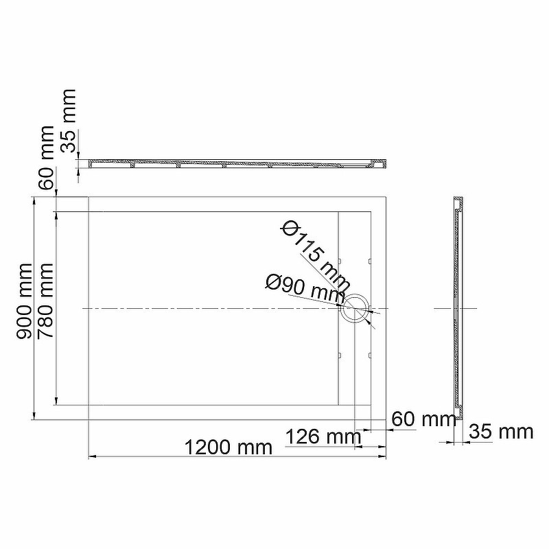 Душевой поддон из искусственного камня WasserKRAFT Wiese 120x90 84T07