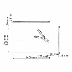 Душевой поддон из искусственного камня WasserKRAFT Wiese 140x90 84T36