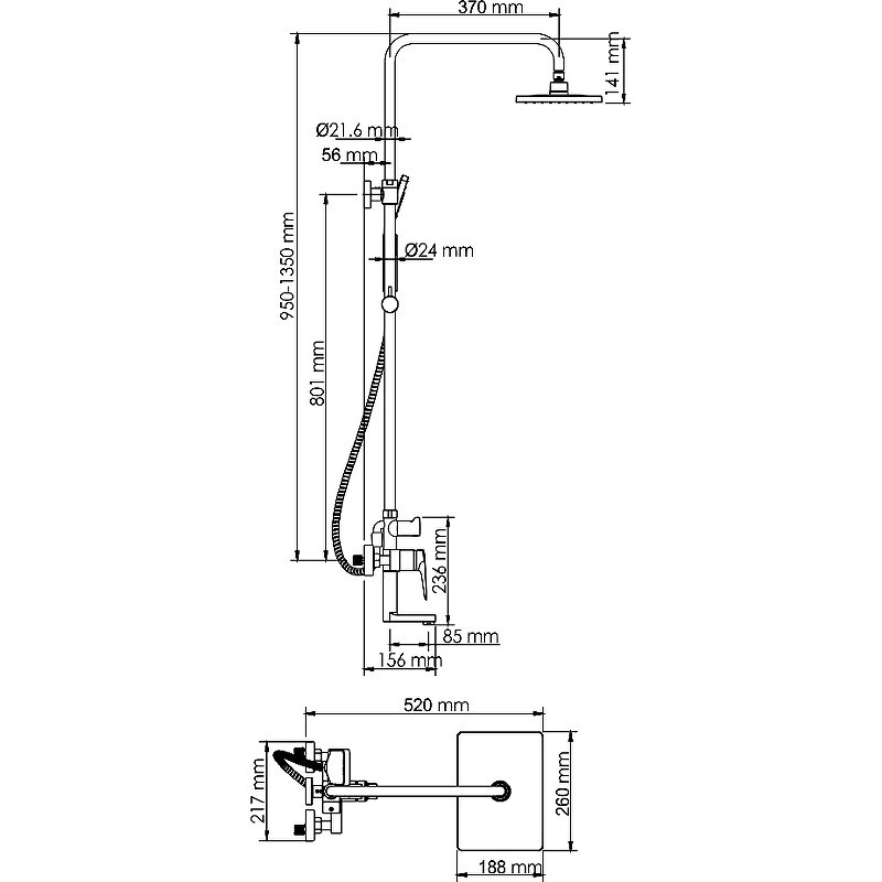 Душевая система WasserKRAFT Aisch A15501