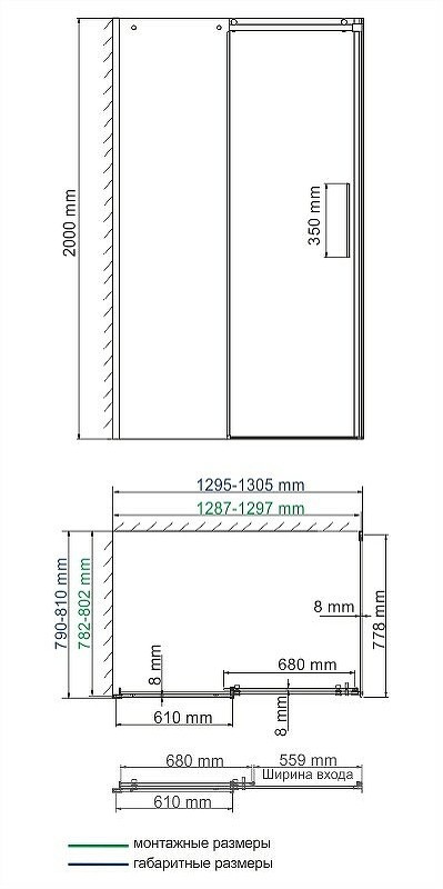 Душевой уголок WasserKRAFT Dinkel 130x80 58R32