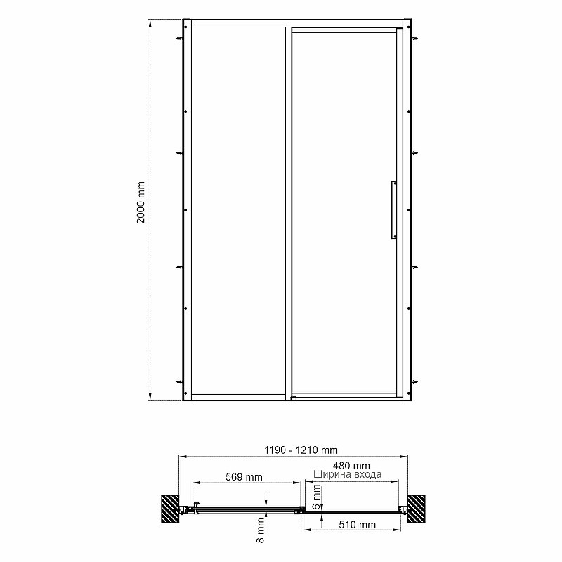 Душевая дверь WasserKRAFT Lopau 120 32S05L
