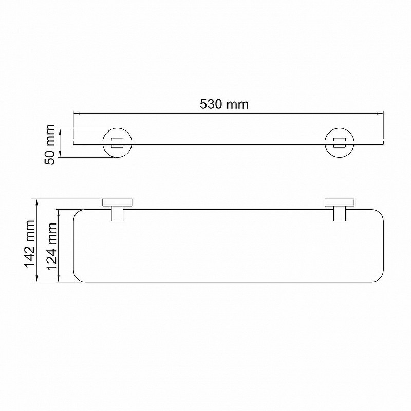 Стеклянная полка WasserKRAFT Asphe K-77724