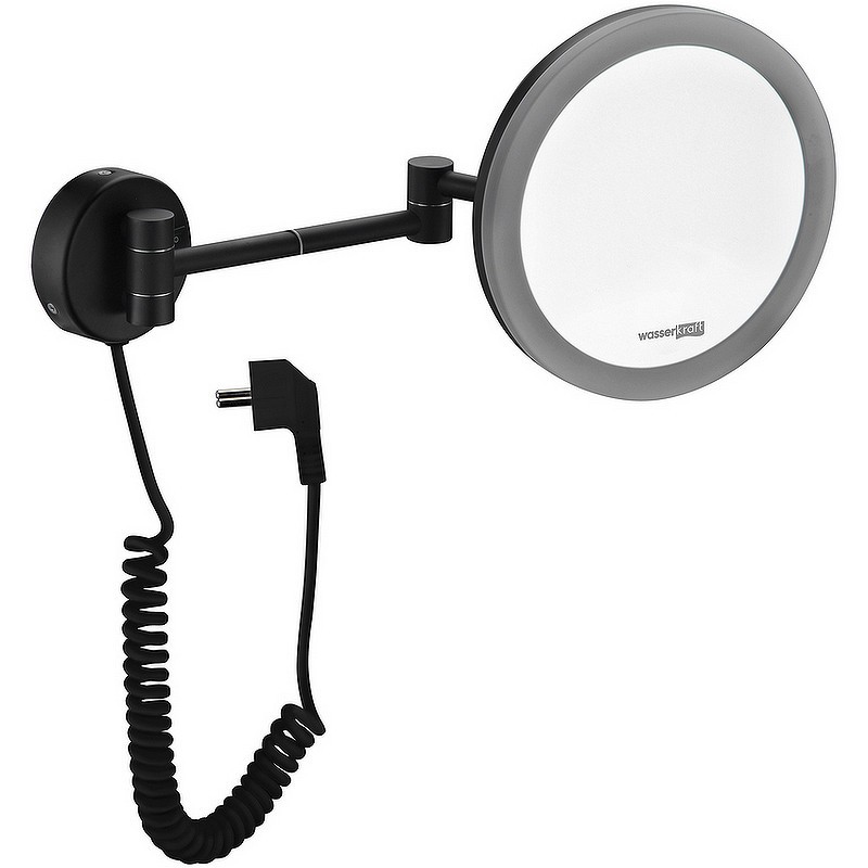 Косметическое зеркало WasserKRAFT K-1004BLACK с подсветкой с увеличением