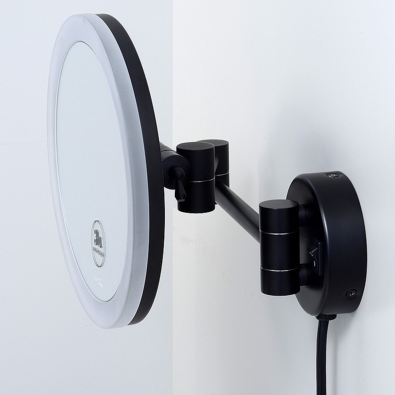 Косметическое зеркало WasserKRAFT K-1004BLACK с подсветкой с увеличением