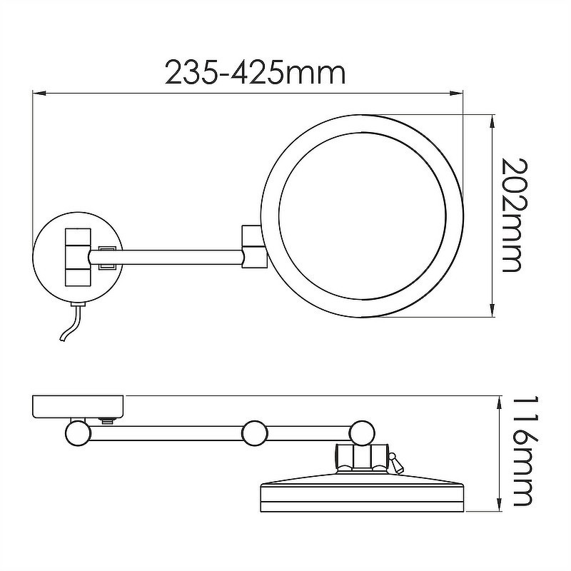 Косметическое зеркало WasserKRAFT K-1004BLACK с подсветкой с увеличением