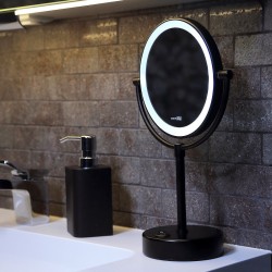 Косметическое зеркало WasserKRAFT K-1005BLACK с подсветкой с увеличением