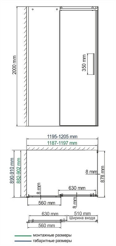 Душевой уголок WasserKRAFT Dinkel 120x90 58R07