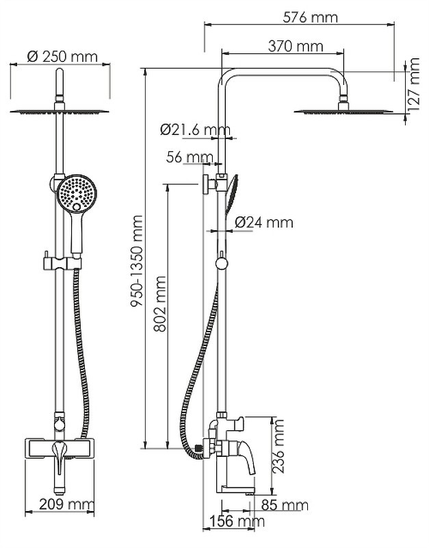 Душевая система WasserKRAFT Sauer A17101