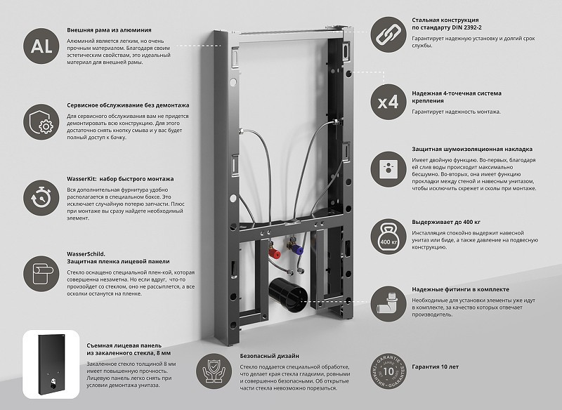 Инсталляция WasserKRAFT Naab 86BDT.050.WH для биде