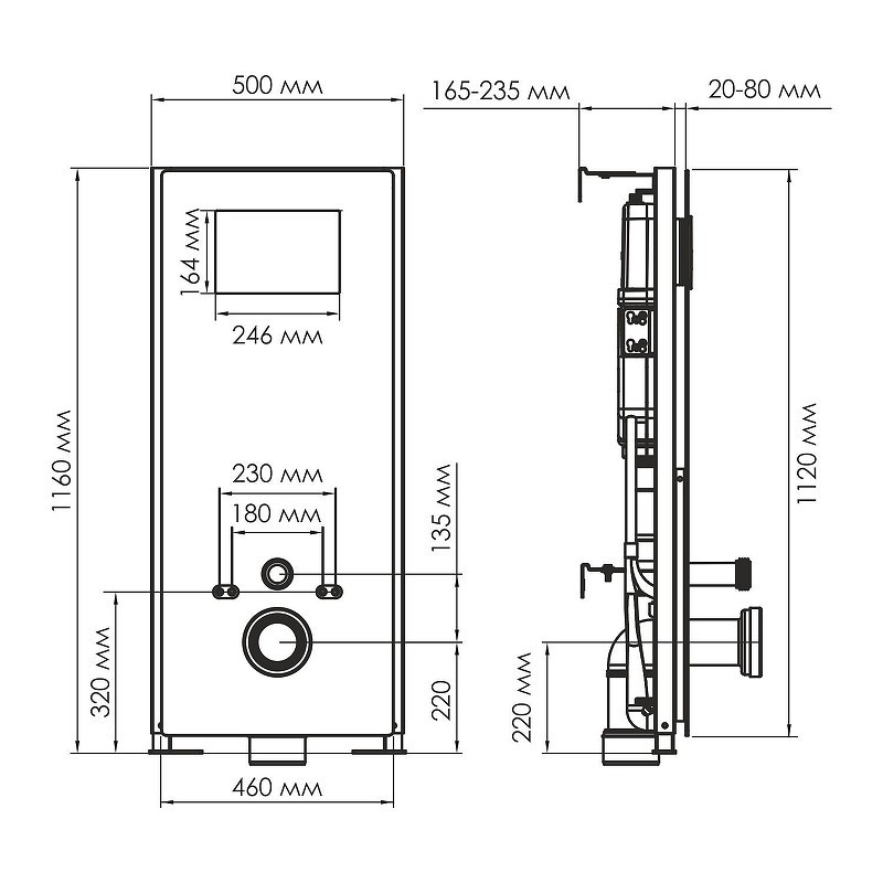монтажная рама WasserKRAFT Abens 20TLT.010.ME.BL.RG03 для унитаза