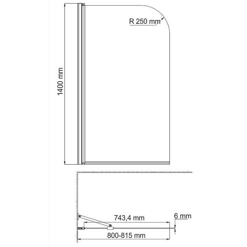 Шторка на ванну WasserKRAFT Leine 80 35P01-80WHITEFixed