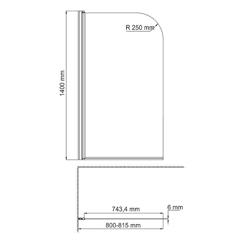 Шторка на ванну WasserKRAFT Leine 80 35P01-80W