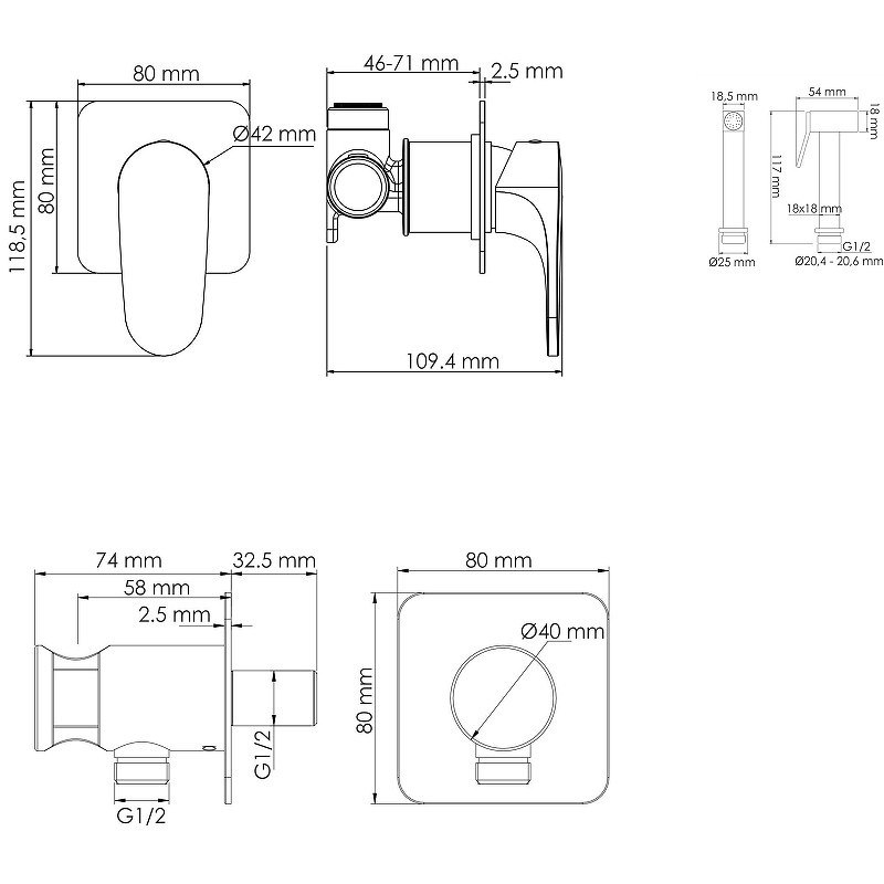 Гигиенический душ WasserKRAFT Weida A3151.271.057.136