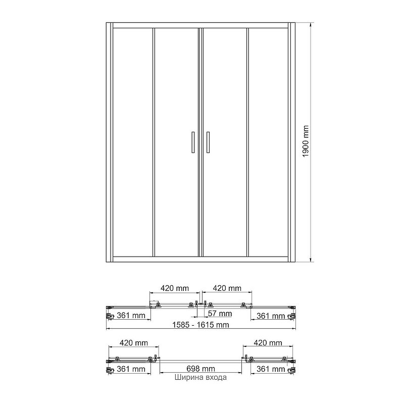 Душевая дверь WasserKRAFT Lippe 160 45S45