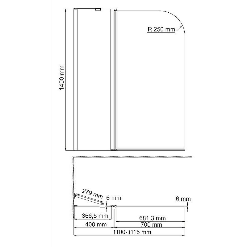 Шторка на ванну WasserKRAFT Leine 110 35P02-110W