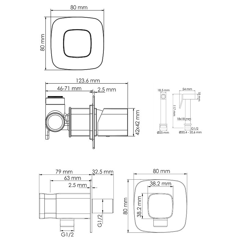 Гигиенический душ WasserKRAFT Nuthe A9151.327.241.212