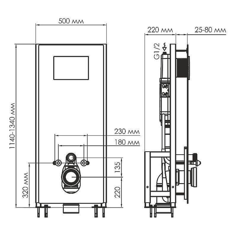 монтажная рама WasserKRAFT Glan 66TLT.010.ME.WH.BN03 для унитаза
