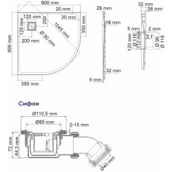 Душевой поддон из стеклопластика WasserKRAFT Main 90x90 41T01