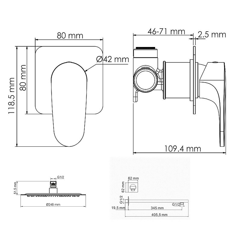Душевая система WasserKRAFT Neckar A2151.183.208