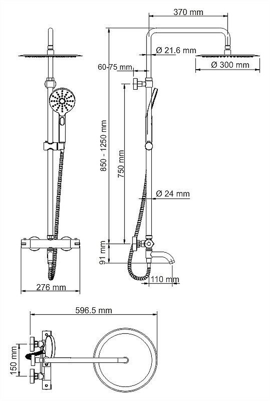 Душевая система WasserKRAFT Thermo A18801 с термостатом