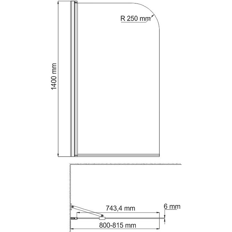 Шторка на ванну WasserKRAFT Leine 80 35P01-80Fixed