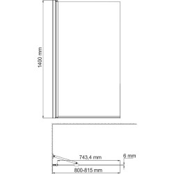 Шторка на ванну WasserKRAFT Berkel 80 48P01-80WFixed