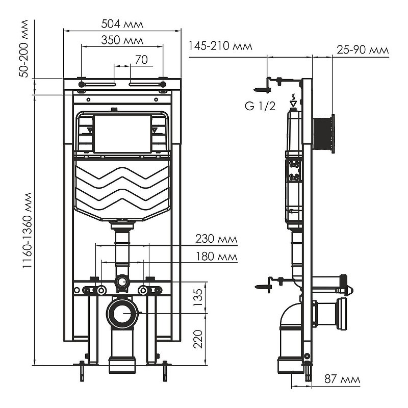 монтажная рама WasserKRAFT Dinkel 58TLT.010.ME.RG04 для унитаза