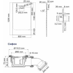 Душевой поддон из стеклопластика WasserKRAFT Elbe 120x80 74T06