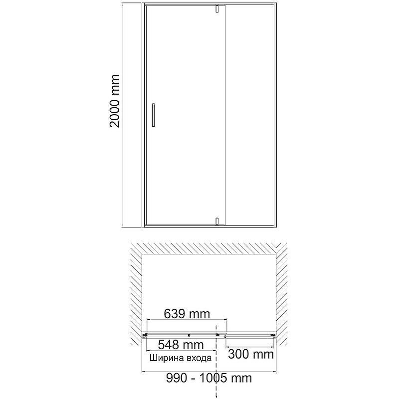 Душевая дверь WasserKRAFT Aisch 100 55P12